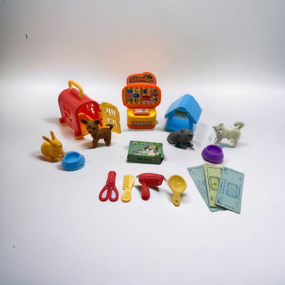 Conjunto Pet Shop Brinquedo Com 18 Acessórios: Seu filho(a) vai adorar cuidar dos animais!