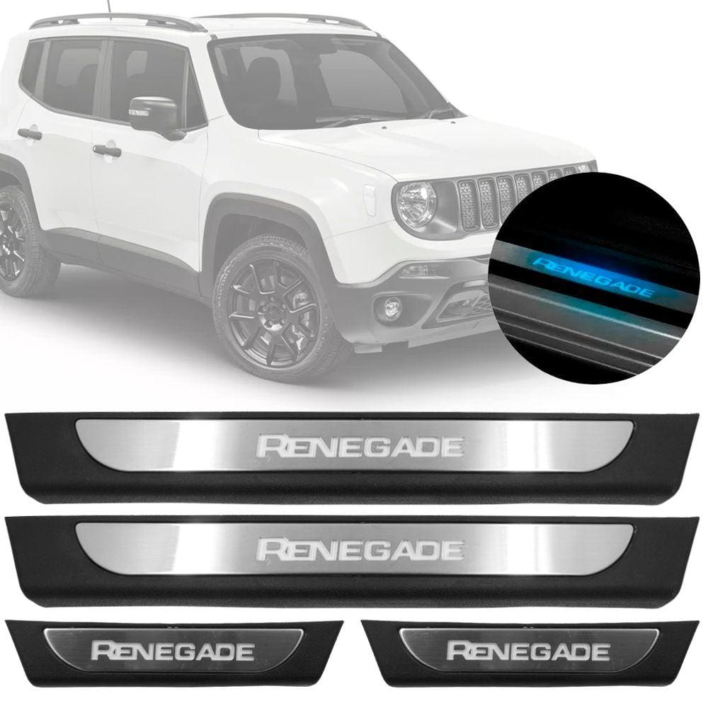 Jogo Soleira com LED Jeep Renegade 2016 Em Diante Aço Escovado