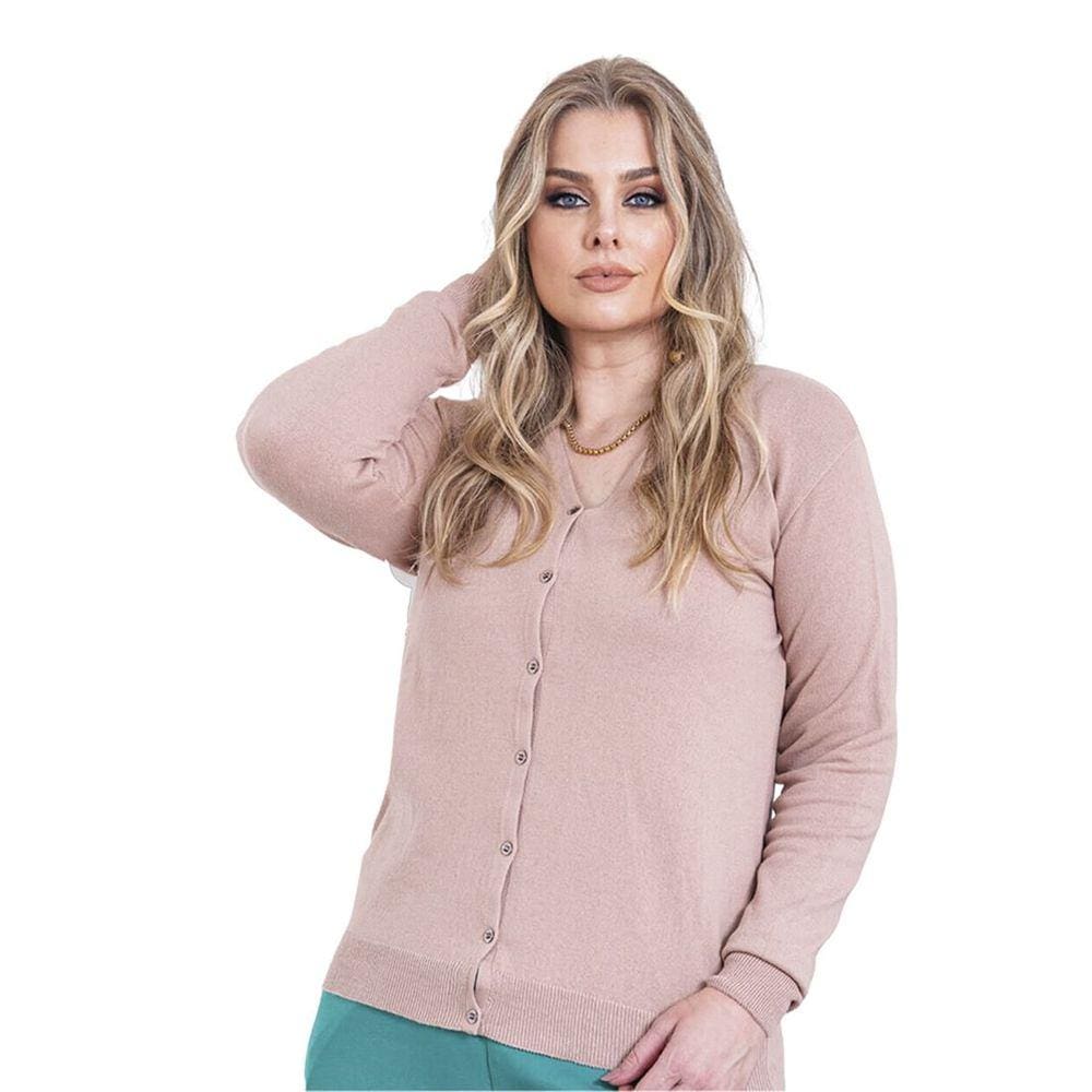 Cardigan Feminino Básico Tricot Gola V