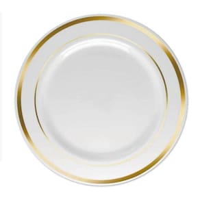 Kit Prato Luxo Dourado de plástico rígido 26cm Refeição 15un