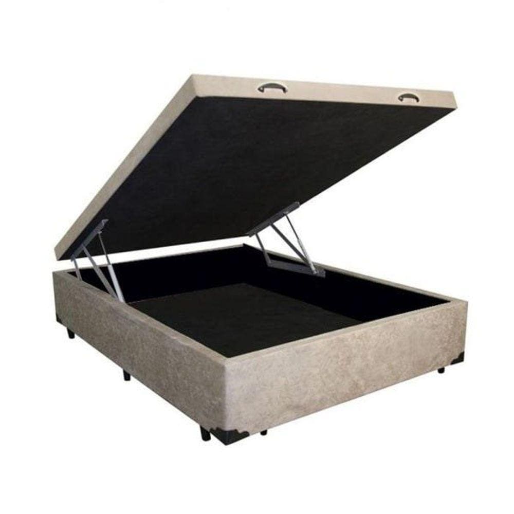 Cama Box Baú Casal Suede Bege 39x138x188 cm