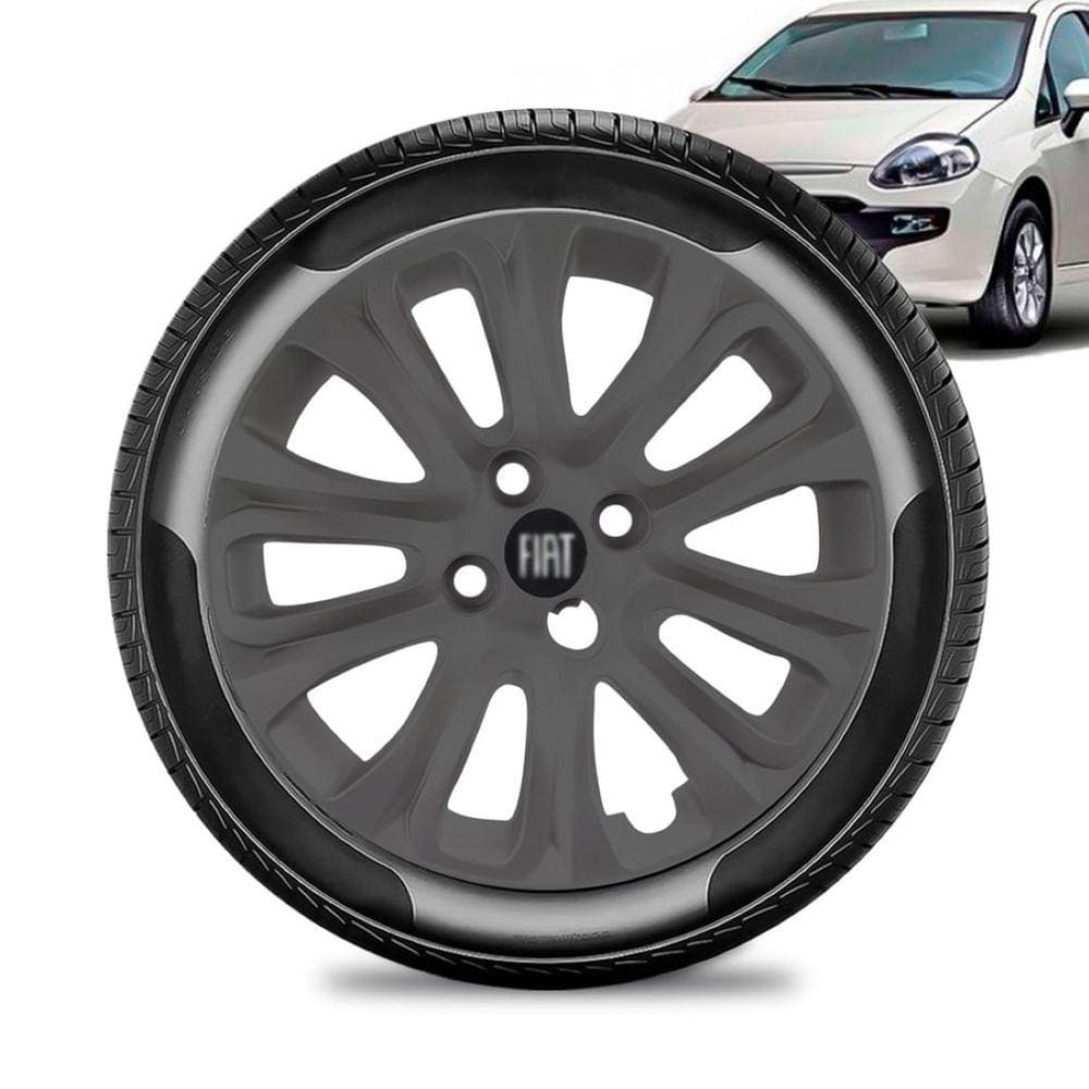 Calota Fiat Punto aro 15 2015 a 16 Grafite Fosca Emb Preto