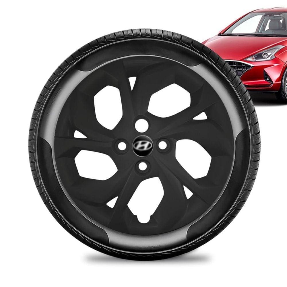 Calota Hyundai HB20 aro 15 2020 21 22 Preta Fosca Emb Preto