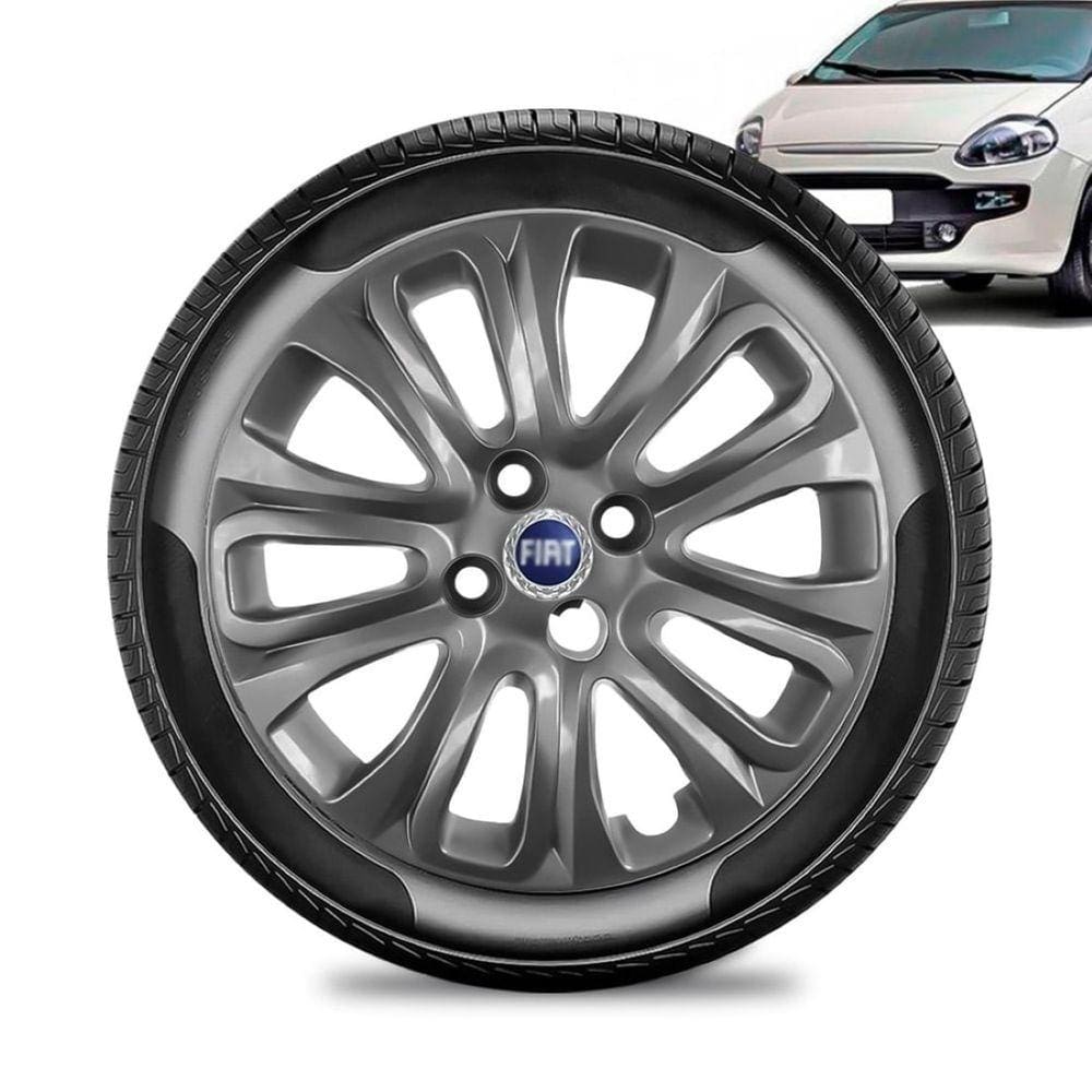 Calota Fiat Punto aro 15 2015 a 16 Grafit Brilhante Emb Azul