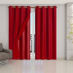Cortina Blackout Voil 2,80X2,30 Porta Balcão Vermelho