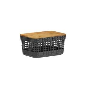 Cesto Organizador Grid Com Tampa Em Bambu 2,5L Ou Bege