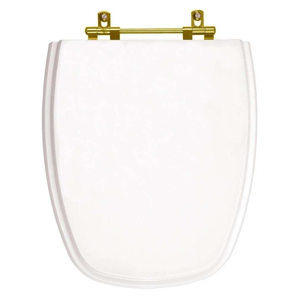 Assento Sanitário Monte Carlo Branco Com Ferragem Dourada