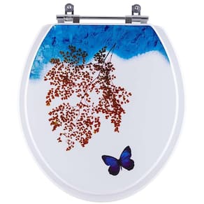 Assento Sanitario Decorado Borboleta Porto Oval para Vaso Luzarte Estrela 6lpf
