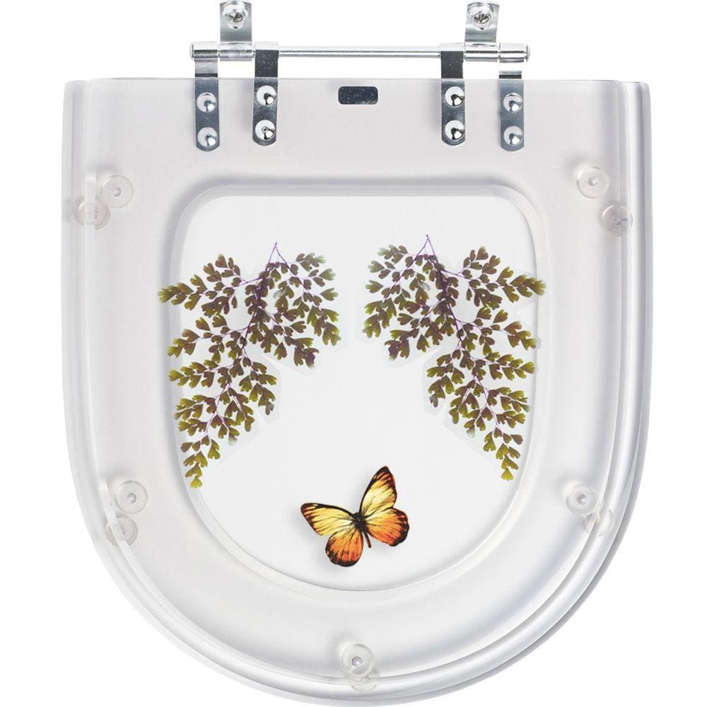 Tampa De Vaso Acrílico Carrara Transparente Decorada Borboleta Amarela para Deca
