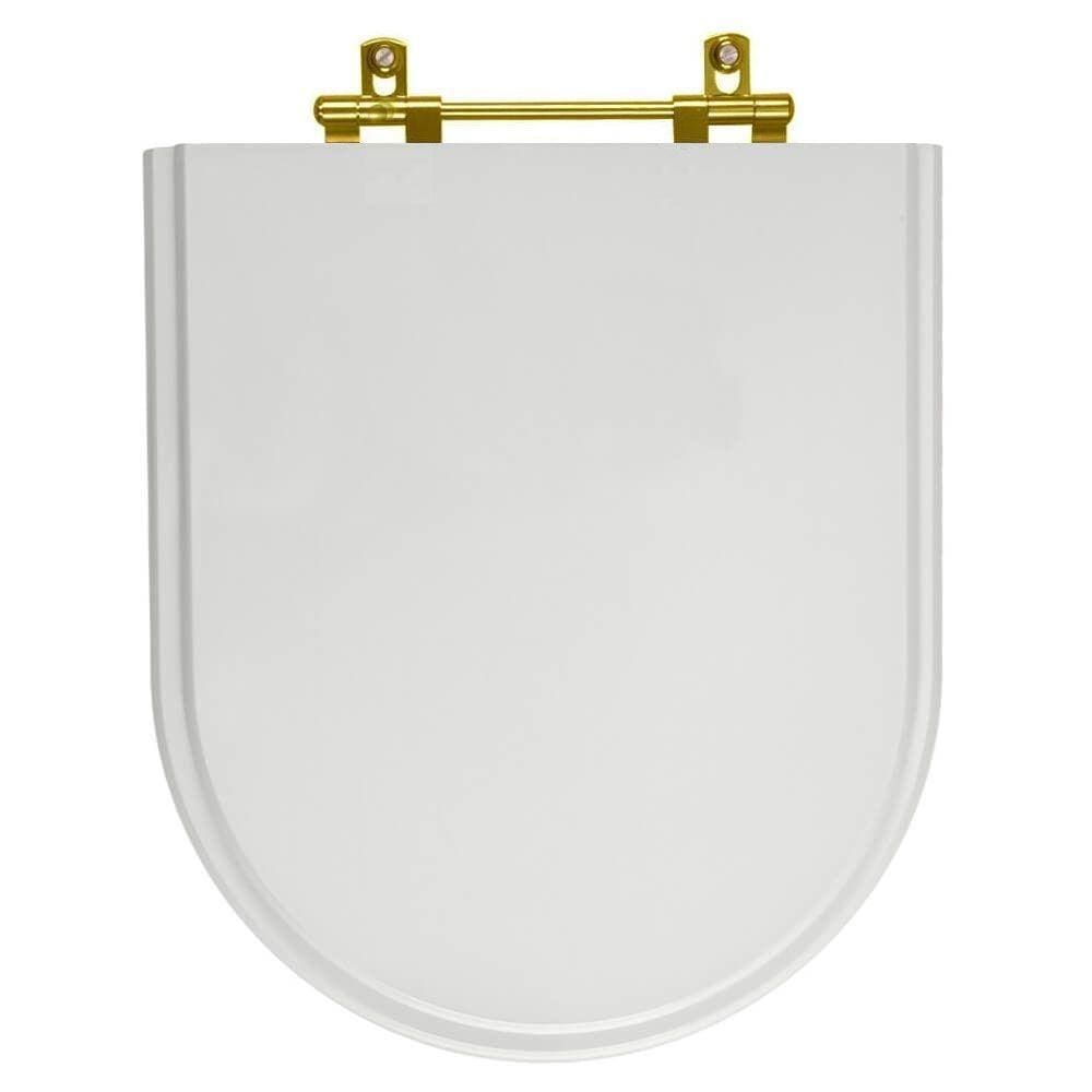 Assento Sanitário Carrara Cinza Real para vaso Deca Com Ferragem Dourada