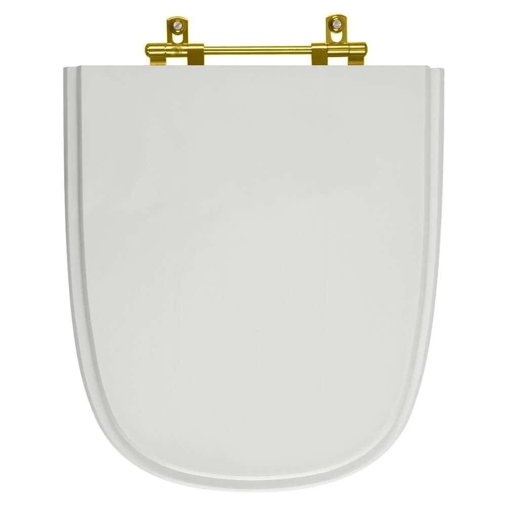 Assento Sanitário Ibiza Cinza Platina para vaso Incepa Com Ferragem Dourada