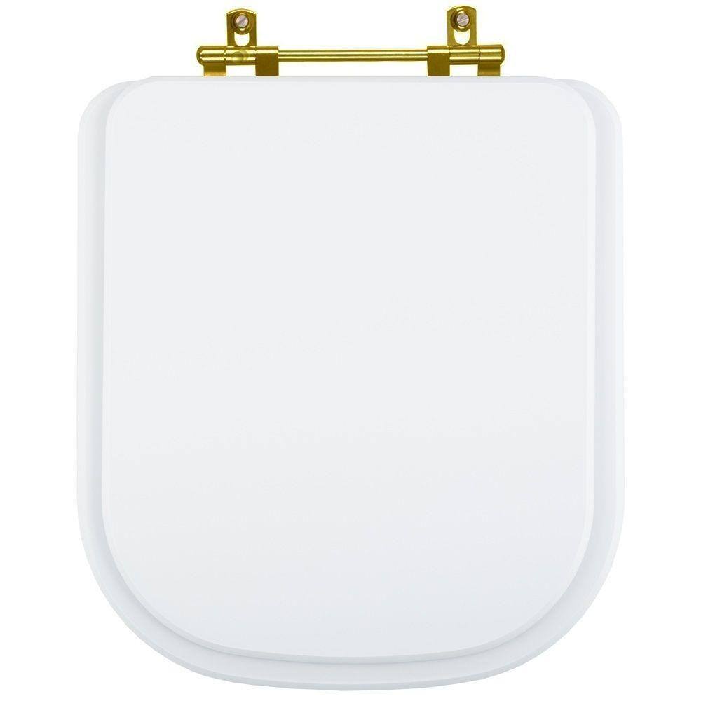 Assento Sanitário Elite Branco para vaso Celite Com Ferragem Dourada