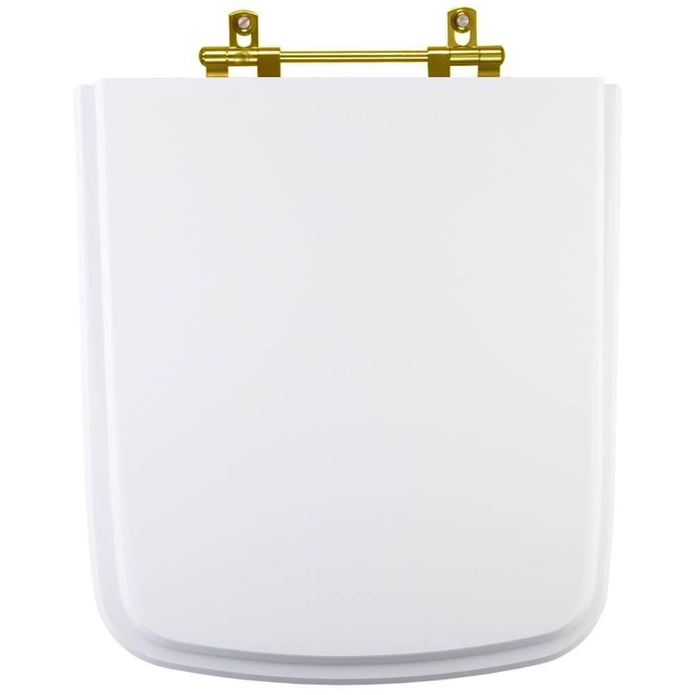 Assento Sanitario Clean Branco Para Vaso Deca Com Ferragem Dourada