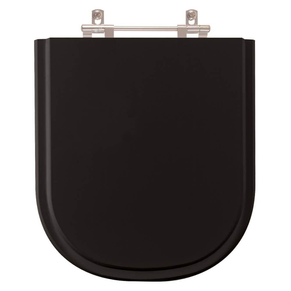 Assento Sanitario Poliester Flox Preto para Vaso Fiori
