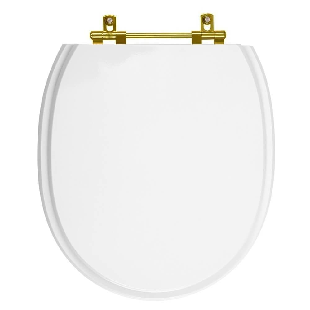 Assento Sanitario Village Branco Para Vaso Deca Com Ferragem Dourada