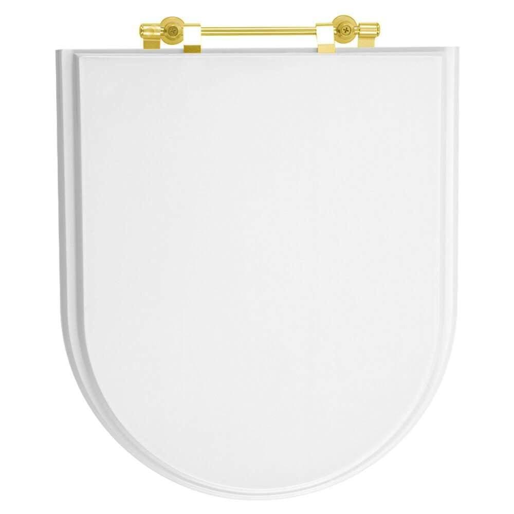 Assento Sanitário Duomo Plus Branco para vaso Deca Com Ferragem Dourada