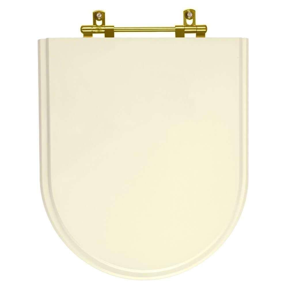 Assento Sanitário Poliéster Carrara Creme para vaso Deca Com Ferragem Dourada