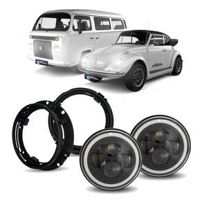 Par Farol Led Angel Eyes + Suporte Jeep Troller Fusca Kombi