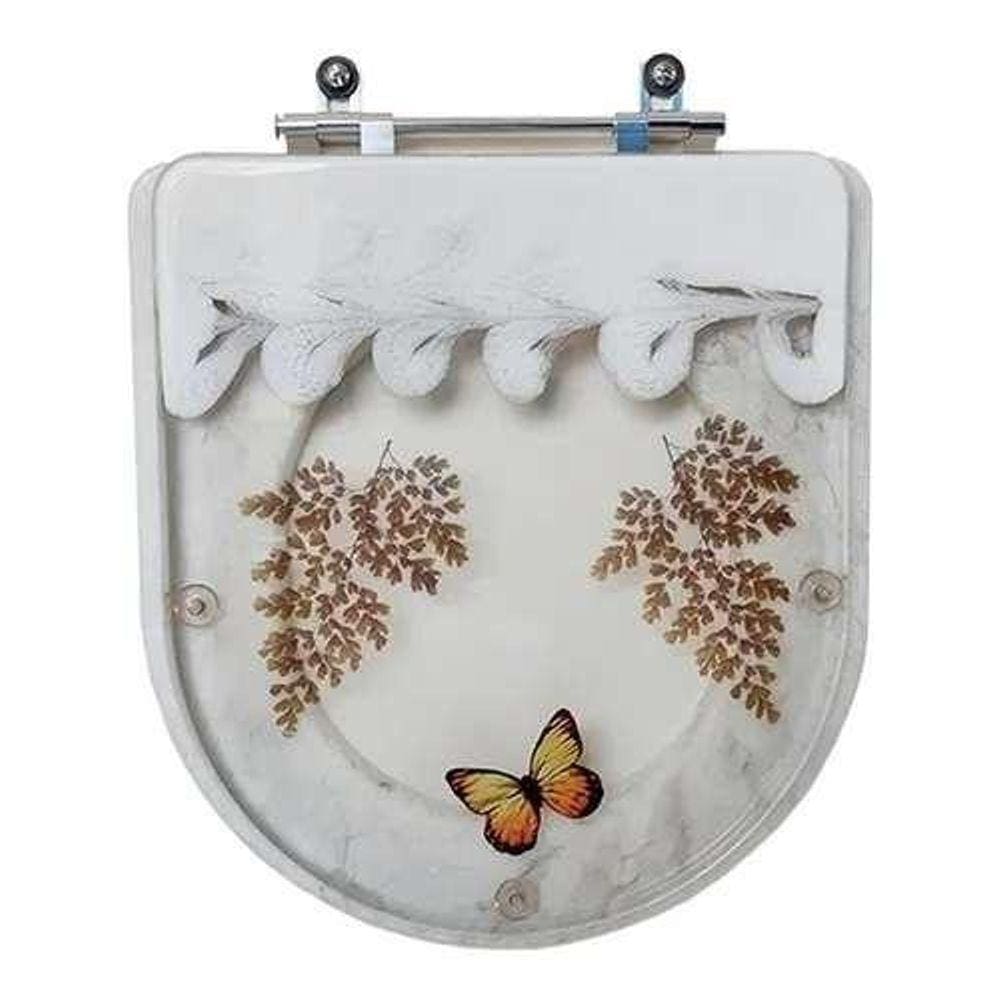 Tampa De Vaso Decorada Belle Epoque Branco Para Bacia Deca