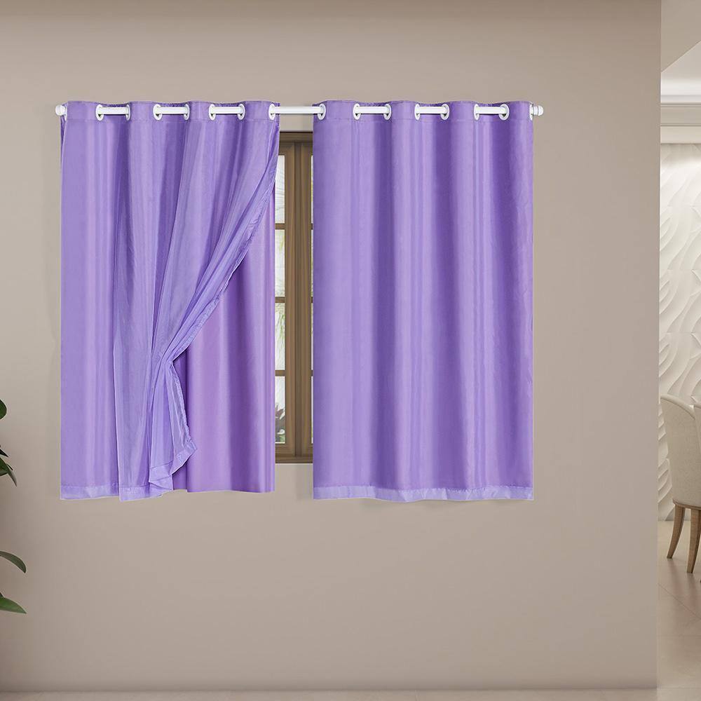 Cortina Blackout Voil 2,80X1,80 Corta Luz Sala Quarto Lilás