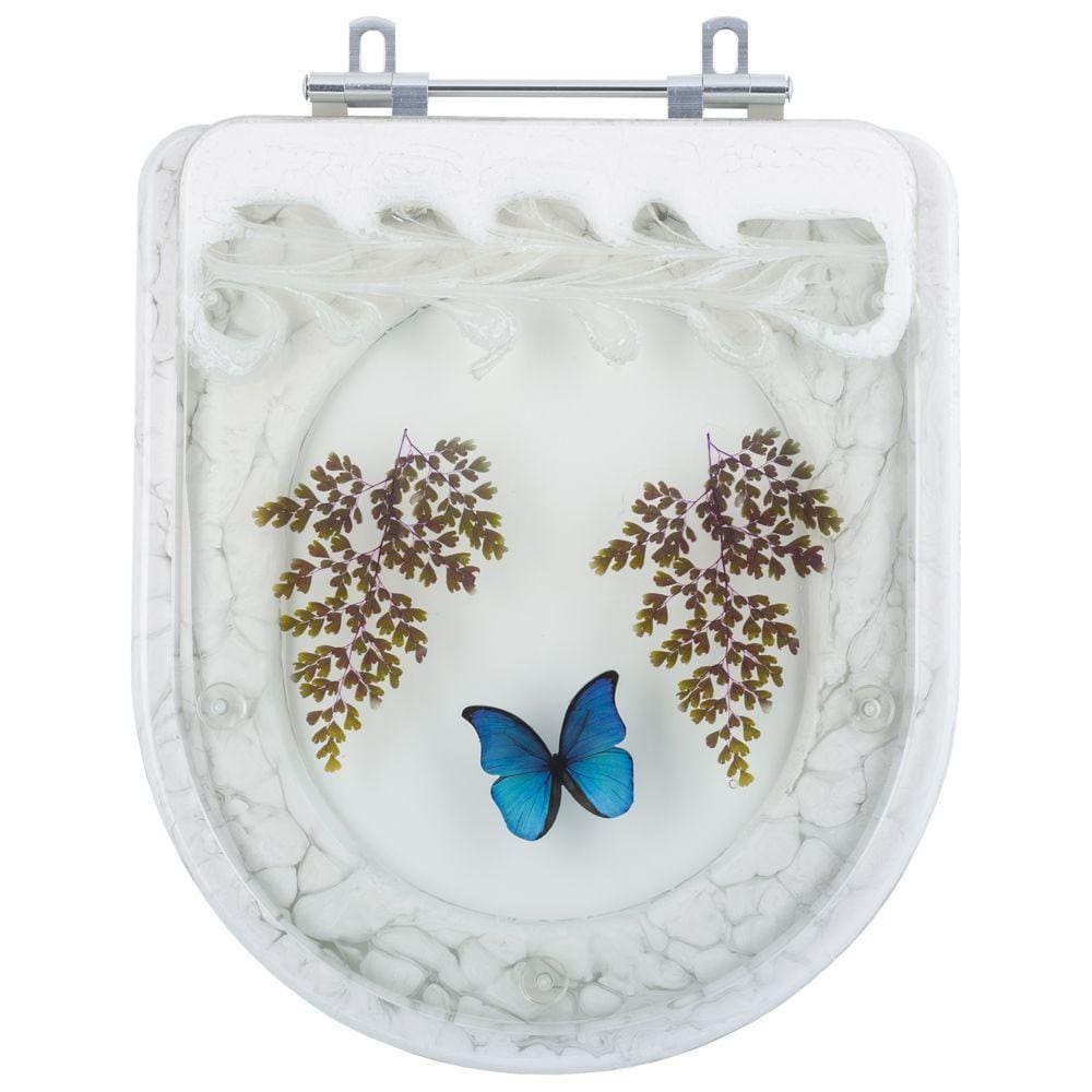 Tampa para Vaso Deca Vogue Plus Branco com Borboleta Azul