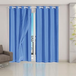 Cortina Blackout Voil 2,80X2,30 Corta Luz Porta Balcão Azul