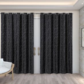 Cortina Jacquard 4,00M X 2,70M Decoração Sala Quarto Preto