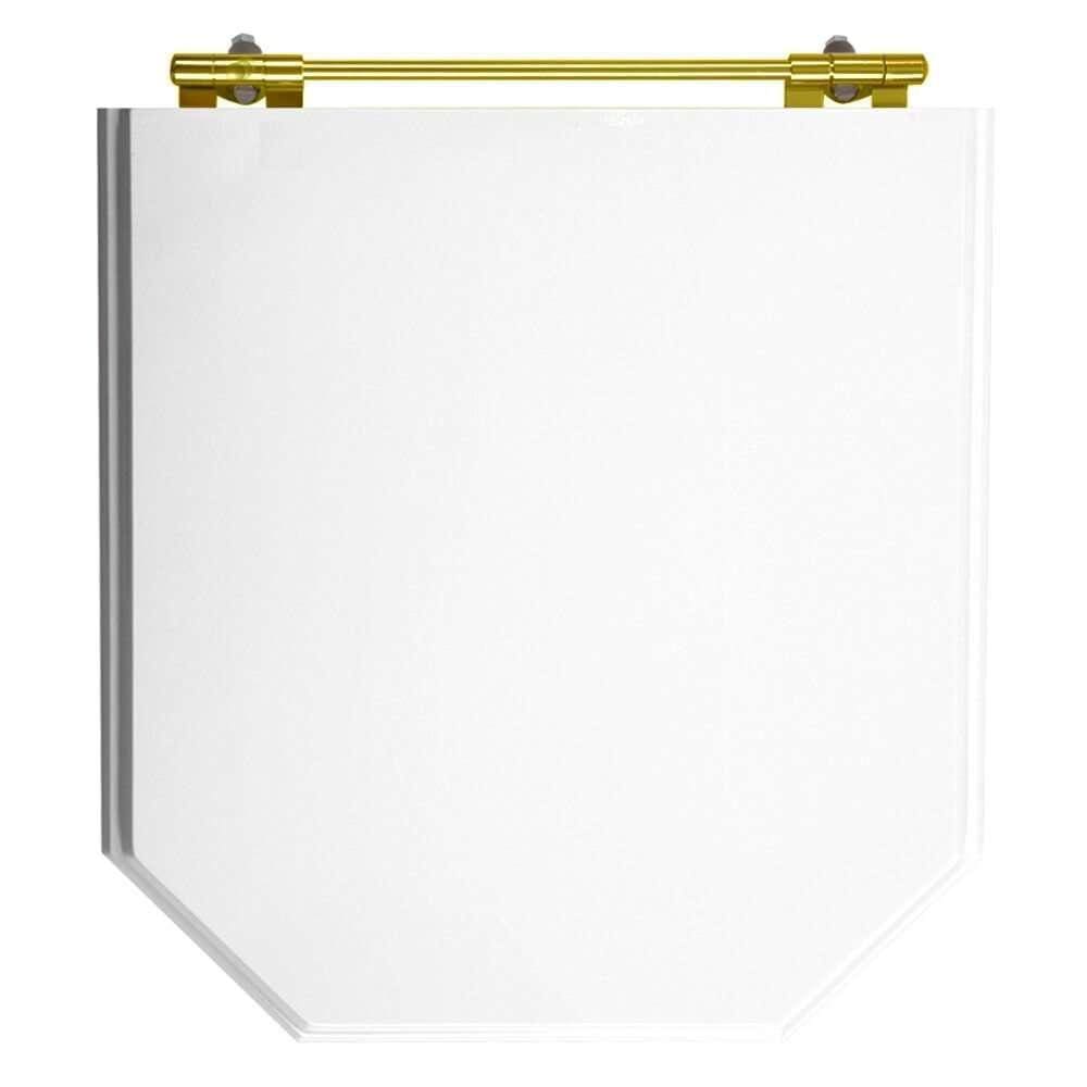 Tampa de Vaso Poliester Atrium Branco para bacia Incepa Com Ferragem Dourada