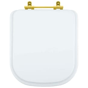 Tampa de Vaso Poliester Gap Branco para bacia Roca Com Ferragem Dourada