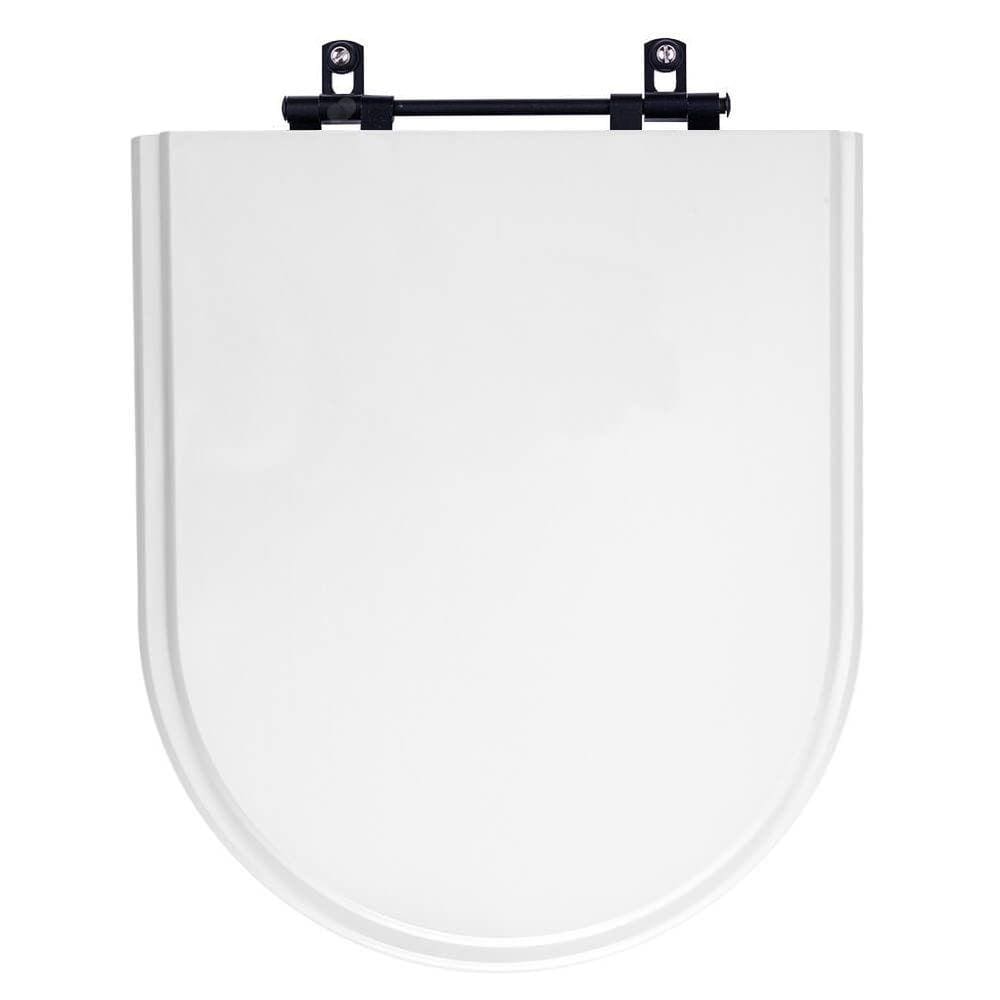 Tampa De Vaso Poliéster Carrara Branco Com Ferragem Preta