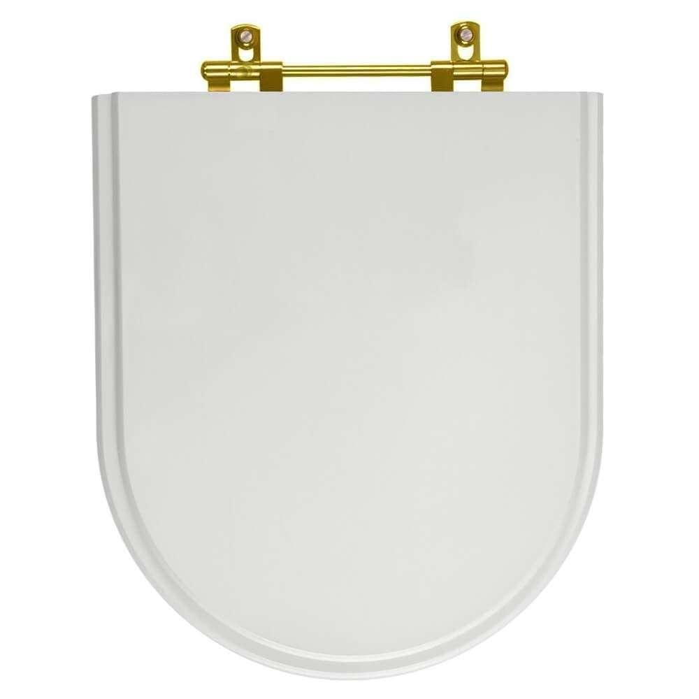 Assento Sanitário Carrara Cinza Real para vaso Deca Com Ferragem Dourada