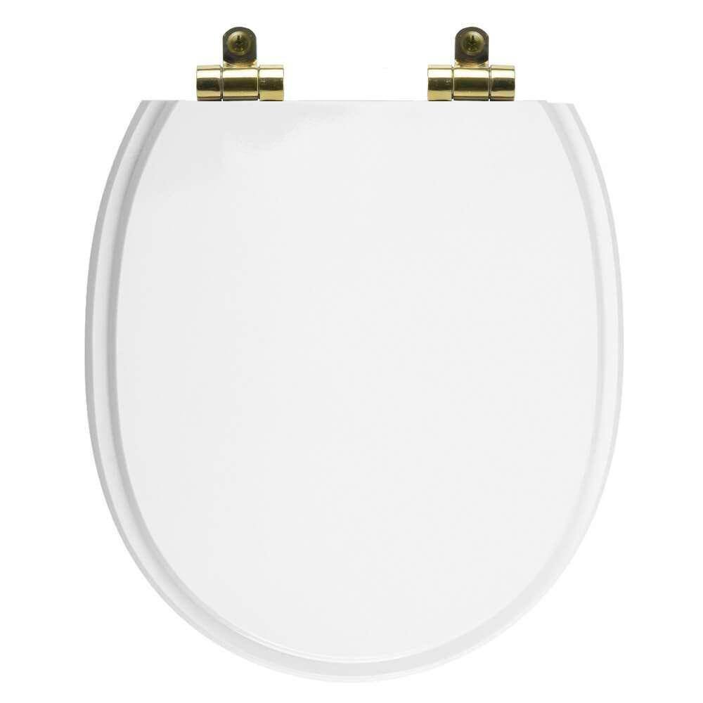 Assento Sanitário Poliéster Soft Close Village Branco para vaso Deca com Ferragem Dourada
