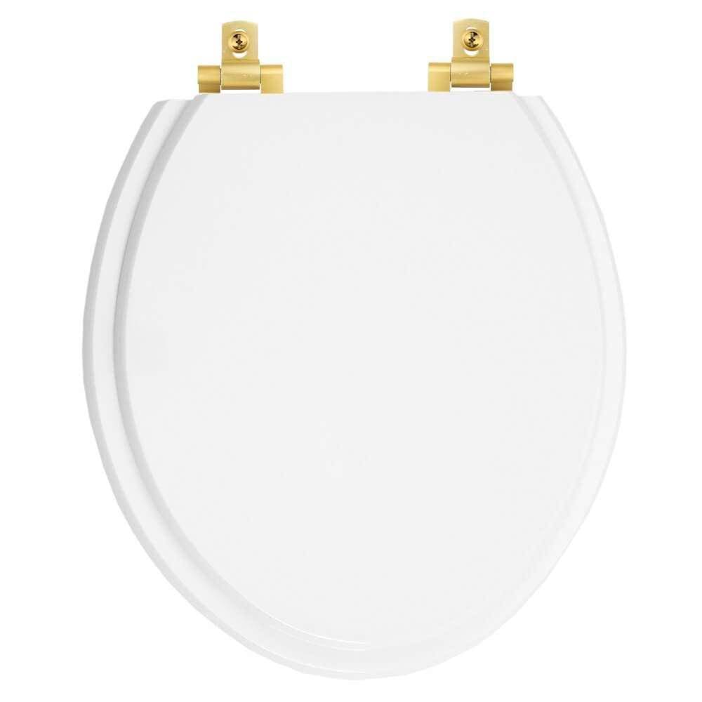 Assento Sanitário Laqueado Soft Close Oval Branco para Todas as Marcas com Ferragem Dourada