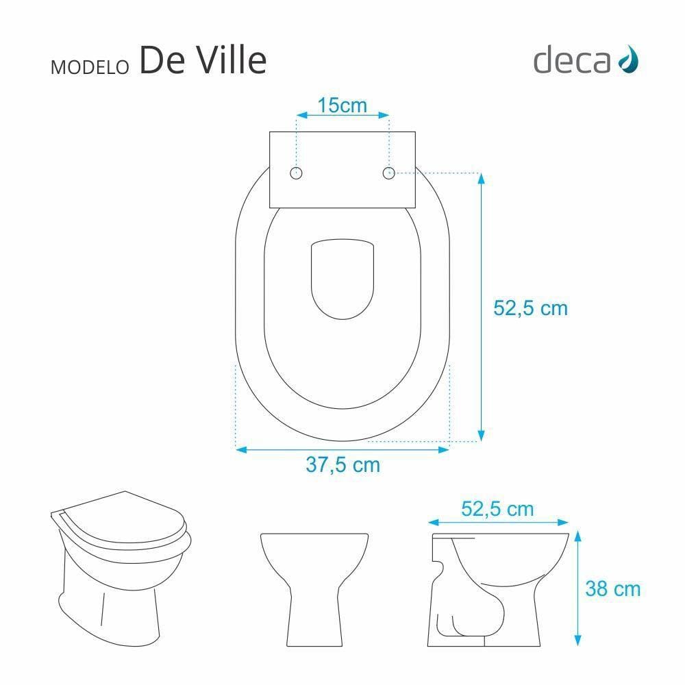 Assento Sanitario Poliester De Ville Bege Castor para Vaso Deca