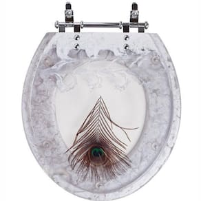 Assento Sanitario Poliester Decorado Pena de Pavao Izy para vaso Deca