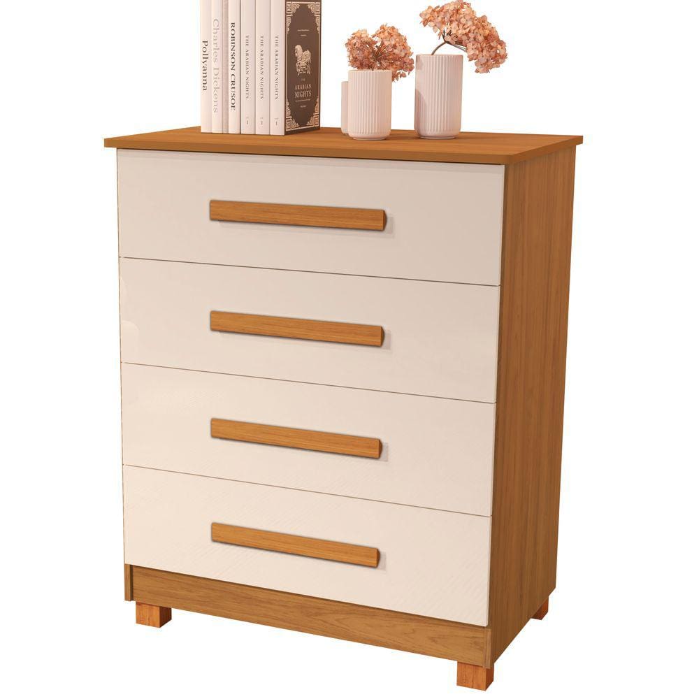 Cômoda de Qualidade com 4 Gavetas100%MDF  Suíça Nature Off White