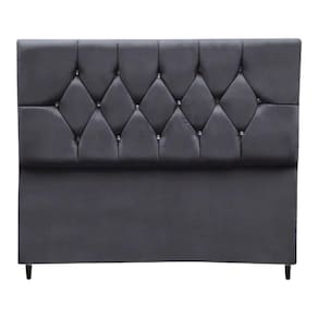 Cabeceira Estofada Casal 140 cm Geovana Suede Cinza Escuro