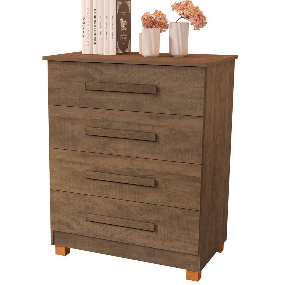 Cômoda de Qualidade com 4 Gavetas100%MDF  Suíça Castanho
