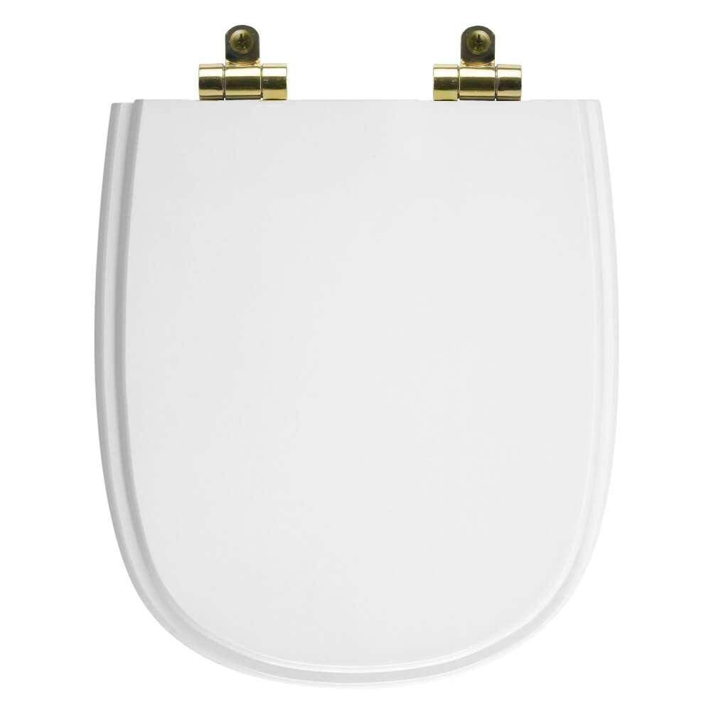 Assento Sanitário Poliéster Soft Close Sabatini Branco para vaso Icasa com Ferragem Dourada