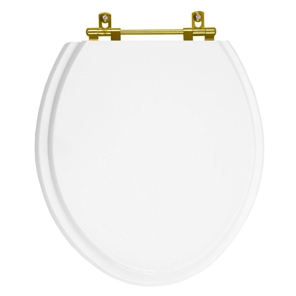 Tampa de Vaso Diamantina Branco para bacia Icasa Com Ferragem Dourada