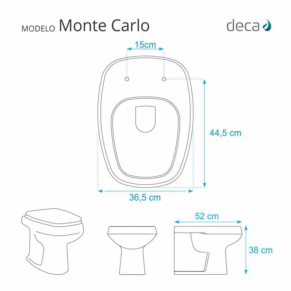 Tampa De Vaso Sanitario Com Amortecedor Monte Carlo Branco Para Bacia Deca