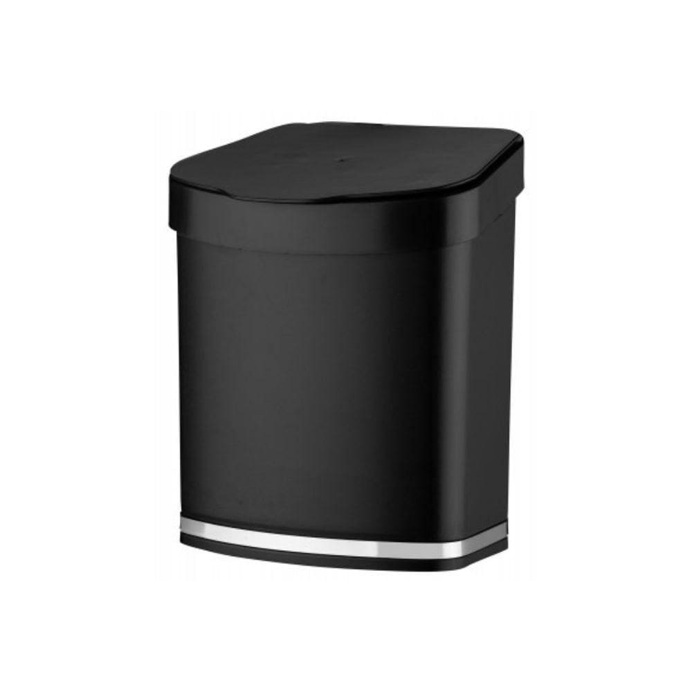 Lixeira Em Plástico Eleganza 2,5L Future Preto E Cromado