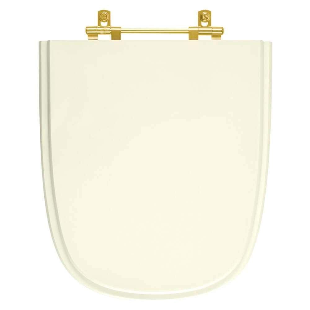 Assento Sanitário Poliéster Ibiza Biscuit para vaso Incepa Com Ferragem Dourada