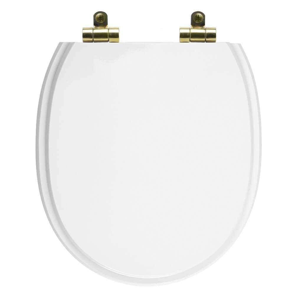 Assento Sanitário Poliéster Soft Close Village Branco para vaso Deca com Ferragem Dourada