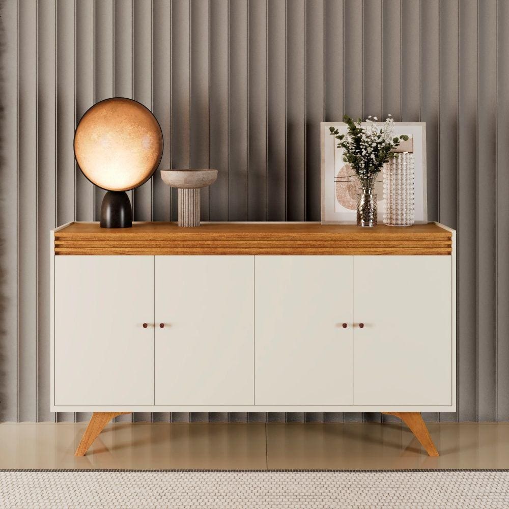 Buffet Aparador 4 portas 160cm Madrid Mavaular - Off White/Naturalle