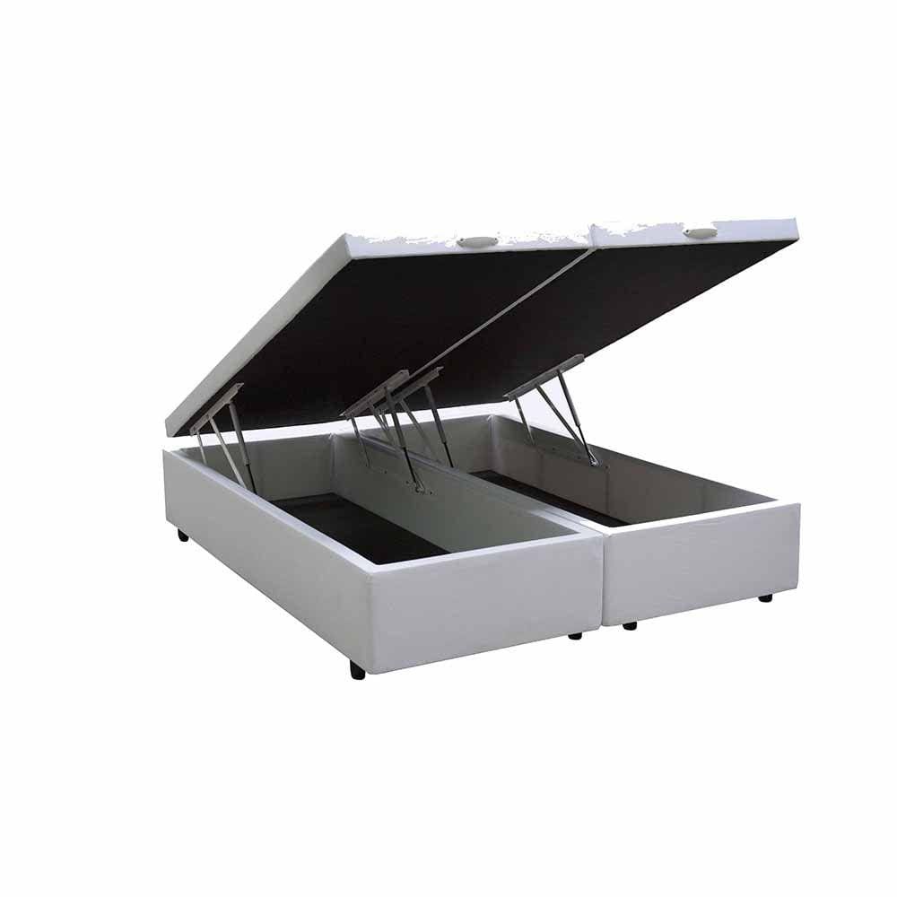 Base Box Baú Queen Bipartido Sintético Branco