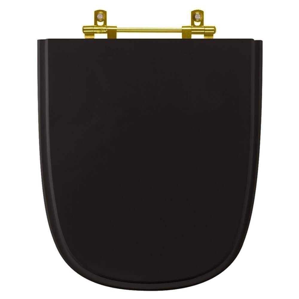 Tampa De Vaso Poliéster Ibiza Preto Com Ferragem Dourada