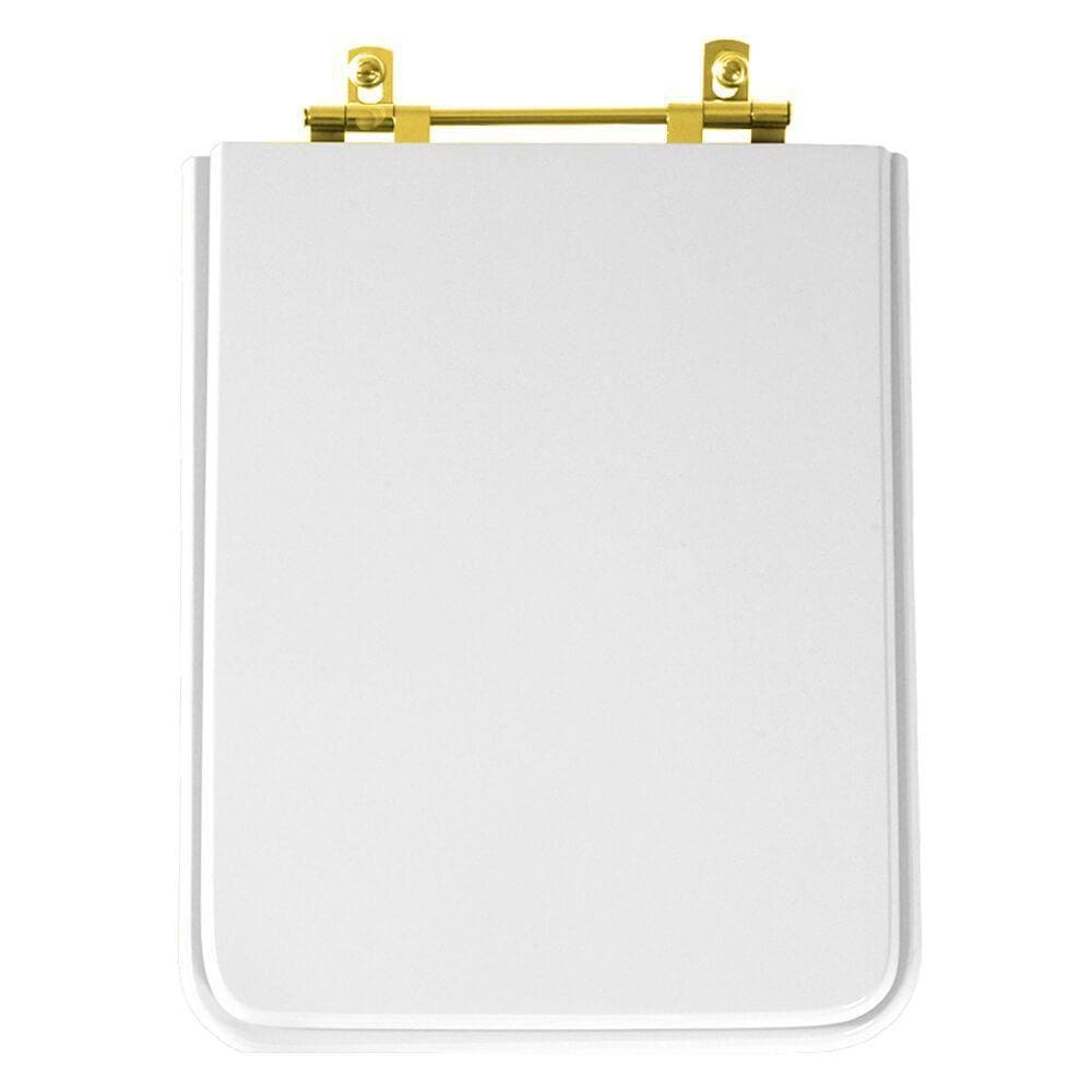 Tampa de Vaso Poliester Cubo Branco para bacia Deca Com Ferragem Dourada