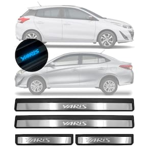 Jogo Soleira com LED Toyota Yaris Hatch e Sedan 2018 Em Diante Aço Escovado