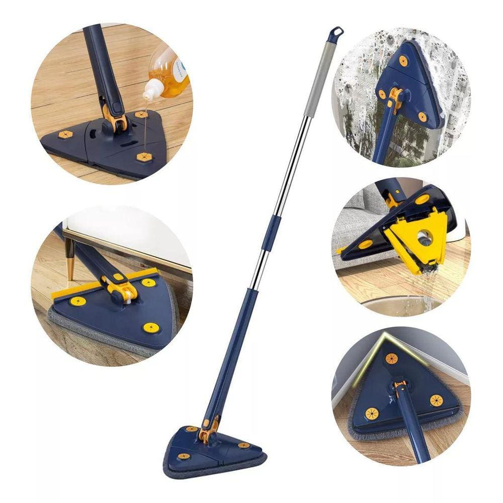 Esfregão De Limpeza Triangular Giratório Ajustável Canto Mop